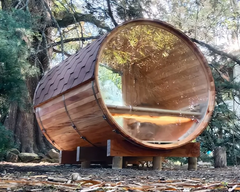 Ventanal círculo para sauna barril 6 personas