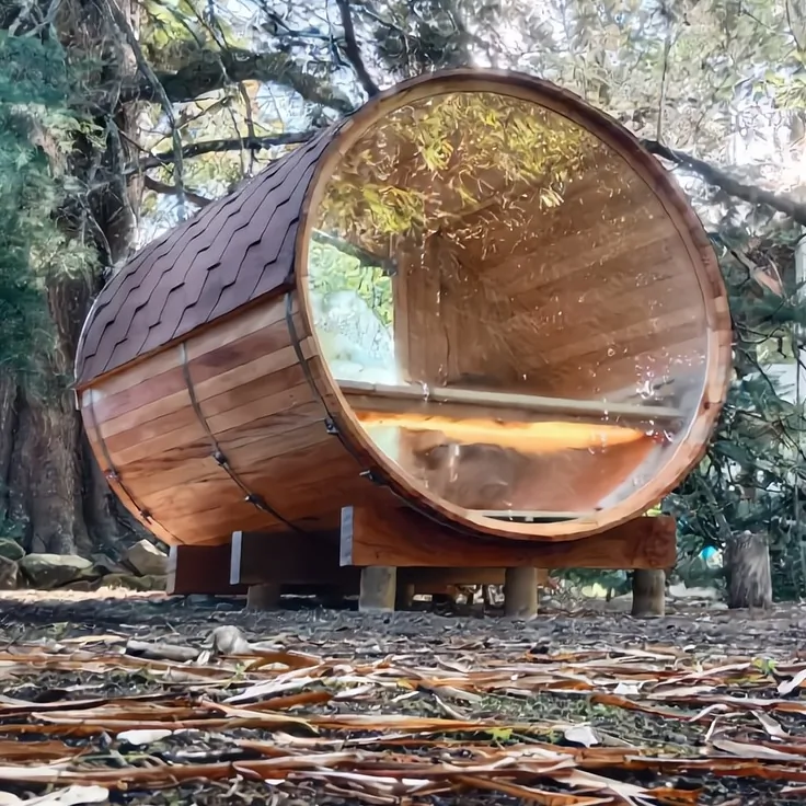 Sauna barril 6 personas en madera para exterior